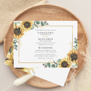 Elegant Sunflower Rustic Wedding Invitation