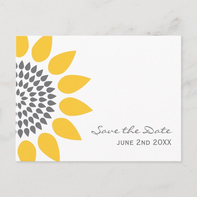 Elegant Sunflower Save the Date Announcement Postcard (Front)