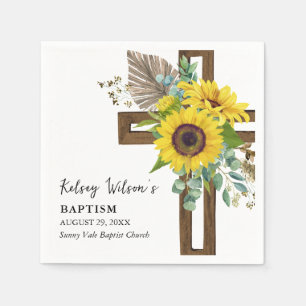 Elegant Sunflower Summer Boho Baptism Napkins