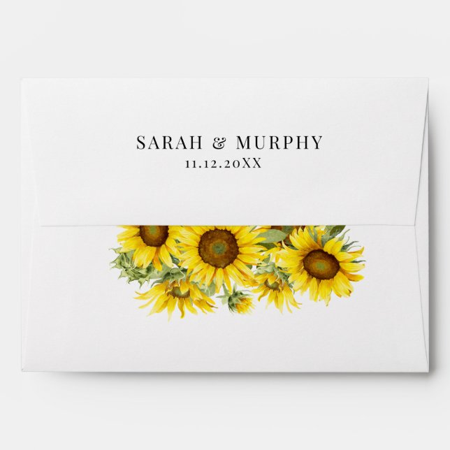 Elegant Sunflower Summer Wedding  Envelope (Back (Top Flap))