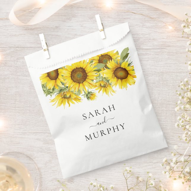 Elegant Sunflower Summer Wedding  Favor Bag (Clipped)