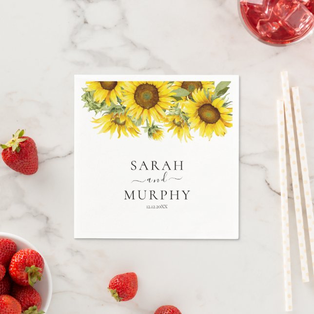 Elegant Sunflower Summer Wedding  Napkins (Insitu)