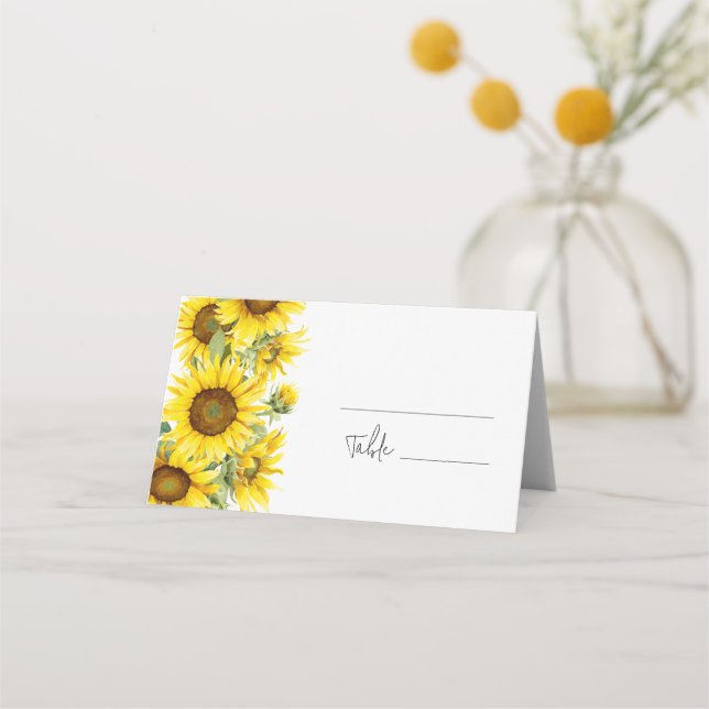 Elegant Sunflower Summer Wedding  Place Card (Front)