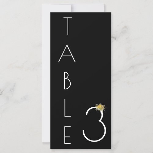 Elegant Sunflower Table Number 3 Wedding Card