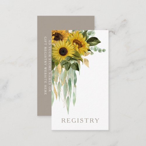 Elegant Sunflower Taupe Wedding  Enclosure Card