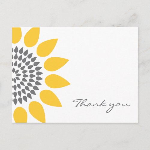 Elegant Sunflower Thank You Postcard