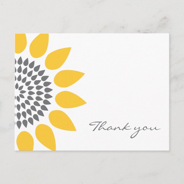 Elegant Sunflower Thank You Postcard (Front)