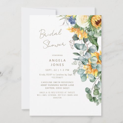 Elegant Sunflower Tuscan Bridal Shower  Invitation