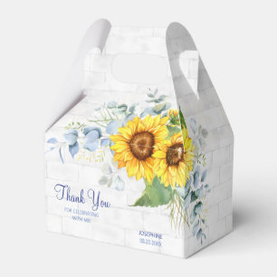 Elegant Sunflower Wall Brick Floral Birthday Favor Boxes