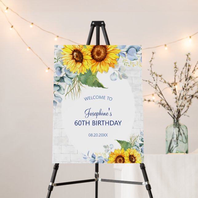 Elegant Sunflower Wall Brick Floral Birthday  Foam Board (In Situ (Stand))