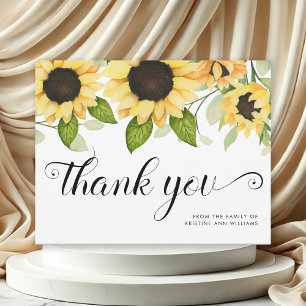 Elegant Sunflower Watercolor Floral Sympathy Thank You Card