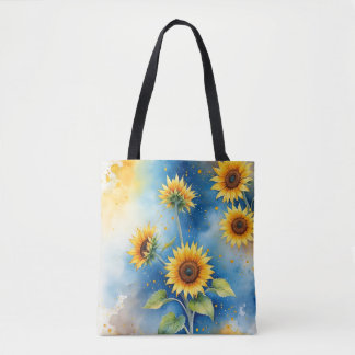 Elegant Sunflower Watercolor Tote Bag