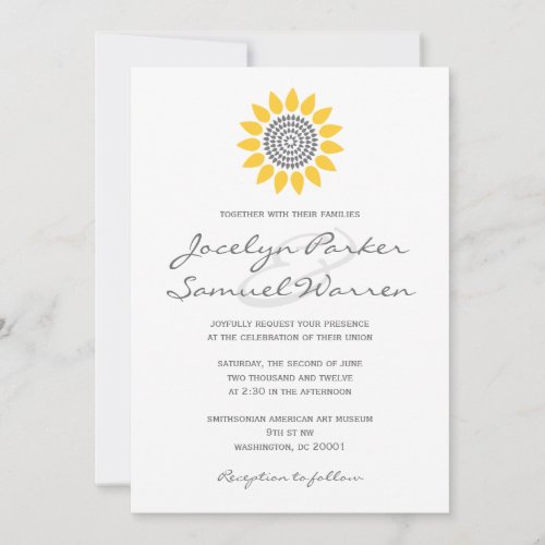Elegant Sunflower Wedding Custom Invitations