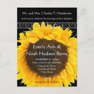 Elegant SunFlower Wedding Invitation Postcard