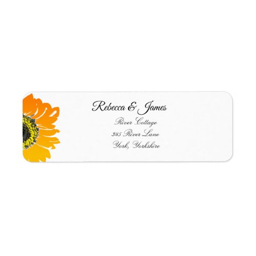 Elegant Sunflower wedding Return Address Label