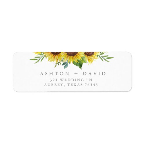 Elegant Sunflower Wedding Return Address Label