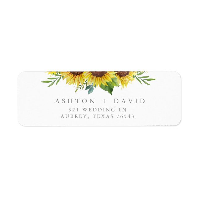 Elegant Sunflower Wedding Return Address Label (Front)