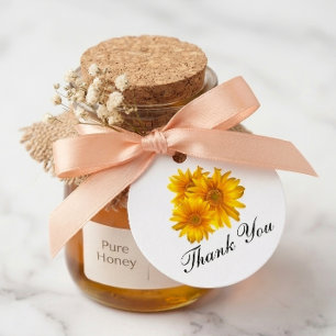 Elegant Sunflower Wedding Thank You Yellow Floral Favor Tags