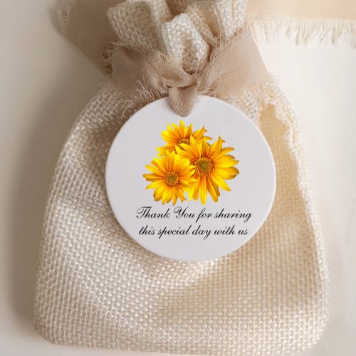 Elegant Sunflower Wedding Thank You Yellow Floral  Favor Tags