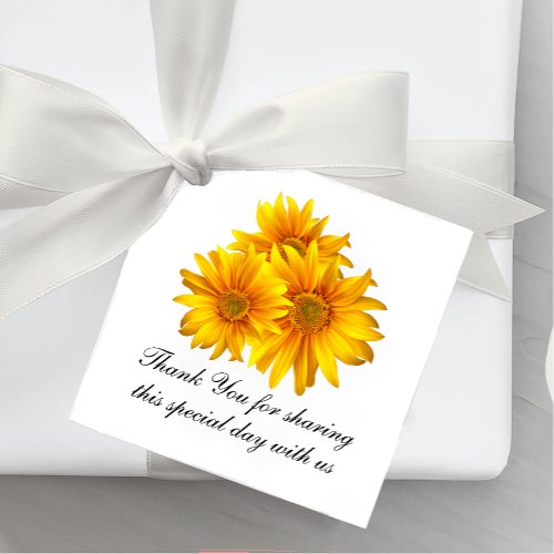 Elegant Sunflower Wedding Thank You Yellow Floral  Favor Tags