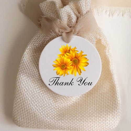 Elegant Sunflower Wedding Thank You Yellow Floral  Favor Tags