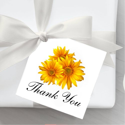 Elegant Sunflower Wedding Thank You Yellow Floral  Favor Tags