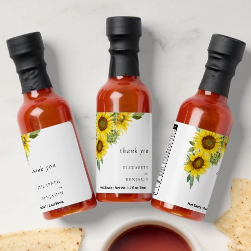 Elegant Sunflower Wedding Watercolor Custom Hot Sauces