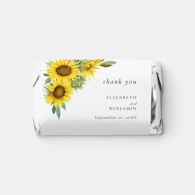 Elegant Sunflower Wedding Watercolor Fall Autumn   Hershey's Miniatures (Front)