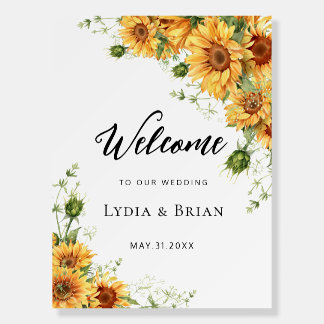 Elegant Sunflower Wedding Welcome Sign