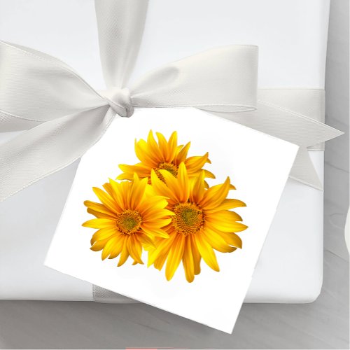 Elegant Sunflower Wedding Yellow Floral Favor Tags