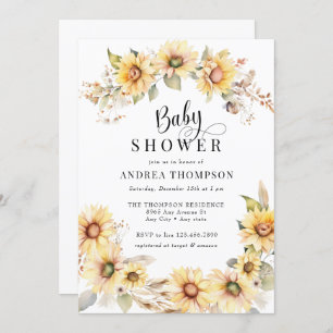 Elegant Sunflower Yellow Baby Shower Invitation