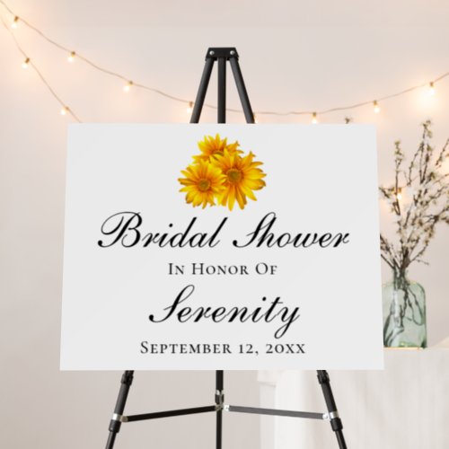 Elegant Sunflower Yellow Floral Bridal Shower Sign