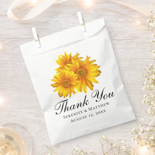 Elegant Sunflower Yellow Floral Thank You Wedding Favor Bag