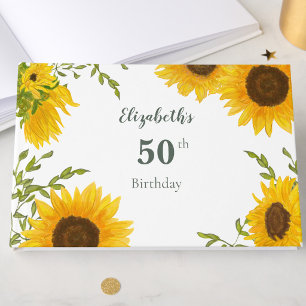 Elegant Sunflowers 50th Birthday Guest Book