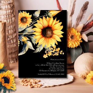 Elegant Sunflowers 50th Wedding Anniversary Invitation