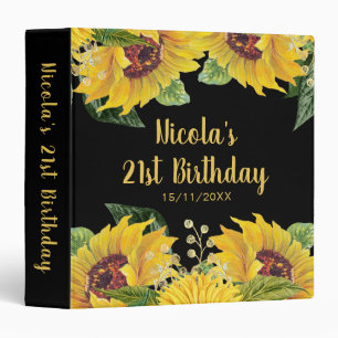 Elegant Sunflowers and Foliage Birthday Party 3 Ring Binder