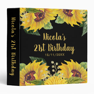 Elegant Sunflowers and Foliage Birthday Party 3 Ring Binder