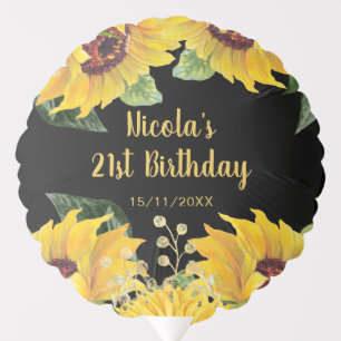 Elegant Sunflowers and Foliage Birthday Party Balloon