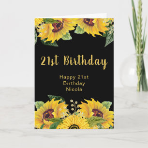 Elegant Sunflowers and Foliage Birthday Party Card