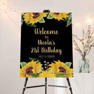 Elegant Sunflowers and Foliage Birthday Party Foam Board