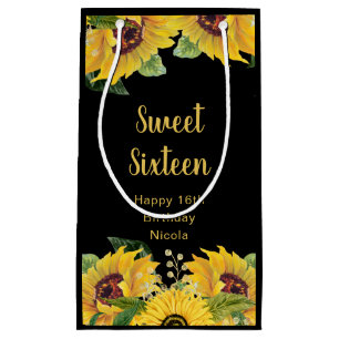 Elegant Sunflowers and Foliage Sweet Sixteen Small Gift Bag