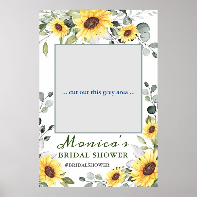 Elegant Sunflowers Boho Bridal Shower Photo Prop Poster (Front)