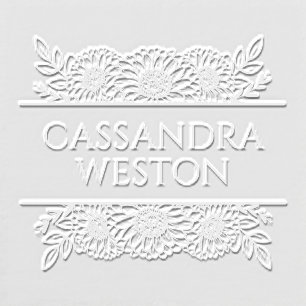 Elegant Sunflowers Border Name Embosser