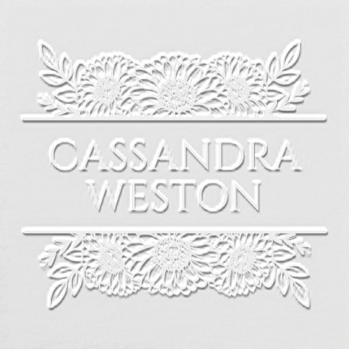Elegant Sunflowers Border Name Embosser