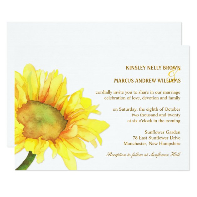 Elegant Sunflowers Casual Outdoor Wedding Invitation