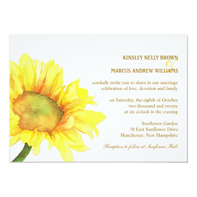 Elegant Sunflowers Casual Outdoor Wedding Invitation