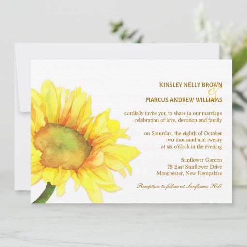 Elegant Sunflowers Casual Outdoor Wedding Invitation | Zazzle