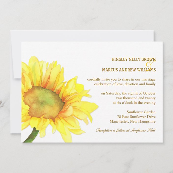 Elegant Sunflowers Casual Outdoor Wedding Invitation | Zazzle.com