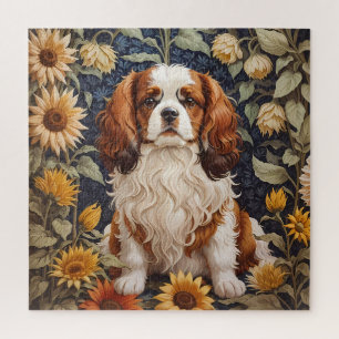 Elegant Sunflowers Cavalier King Charles Spaniel  Jigsaw Puzzle