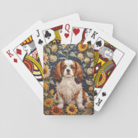 Elegant Sunflowers Cavalier King Charles Spaniel  Playing Cards